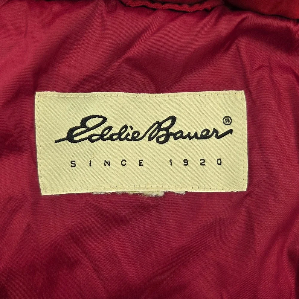 Vintage Y2K Eddie Bauer Goose Down Puffer‎ Jacket Red Full Zip Coat Mens 2XL